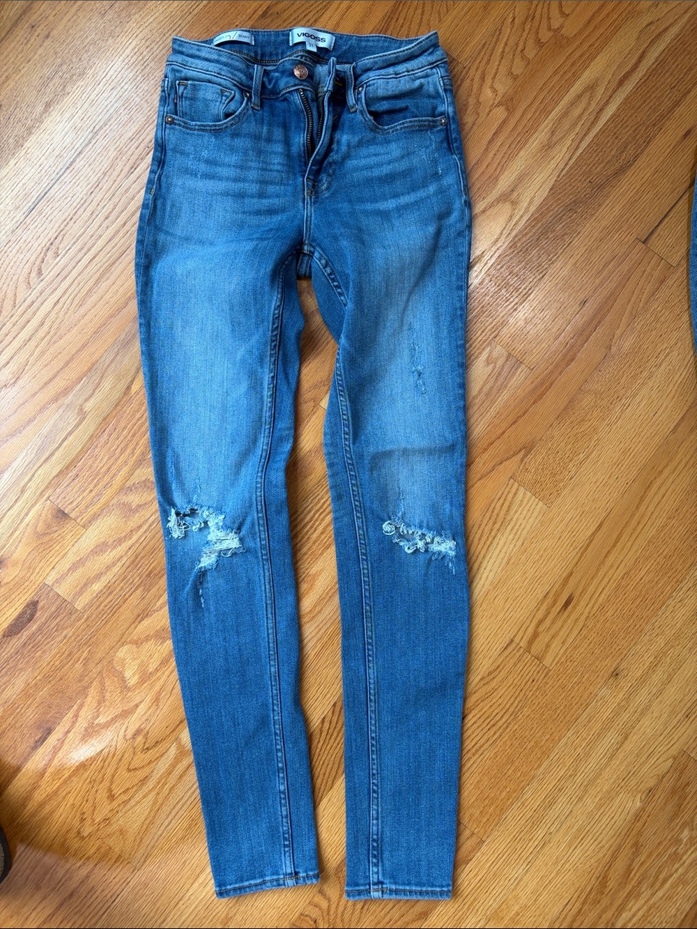 Vigoss Jagger Mid-Blue Distressed Skinny Jeans - Size 27